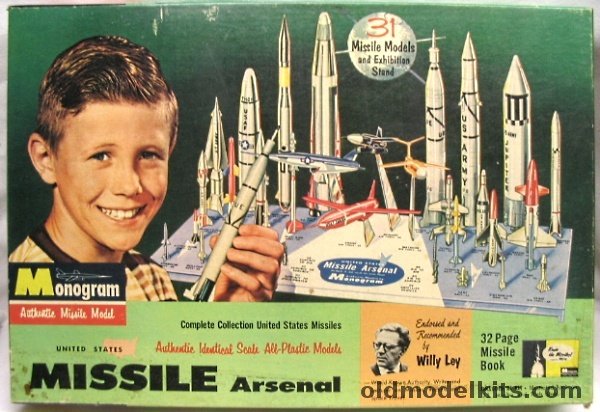 Monogram 1/128 United States Missile Arsenal - Regulus II/Snark/Bomarc/Matador/Nike Hercules/Thor/Vanguard/Atlas/Jupiter C/Redstone/Jupiter IRBM/Corporal/Honest John/Talos/Sergeant/Nike Ajax/Petrel/Polaris/Rascal/Little John/Hawk/Tartar/Terrier/La Crosse/Rat/Sparrow/Bul, PD40-298 plastic model kit